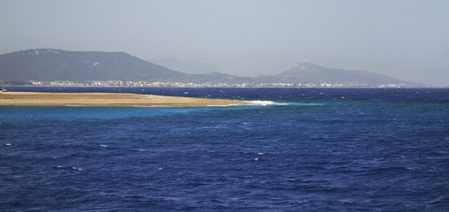 Aegean sea in Rhodes city. Rhodes island. Greece