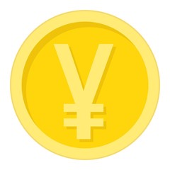 Obraz premium Yen coin flat icon, business and finance, money sign vector graphics, a colorful solid pattern on a white background, eps 10.