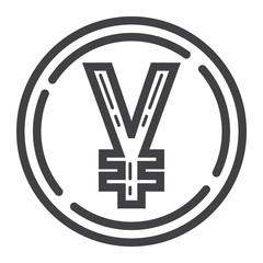 Yen coin line icon, business and finance, money sign vector graphics, a linear pattern on a white background, eps 10.