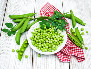 green peas on a table