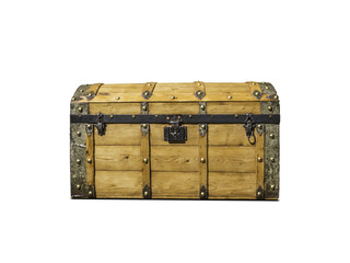 Old realistic treasure chest isolated