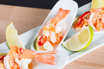 Seafood cocktail  prawn in spicy seafood dip