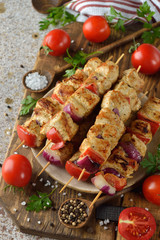 Chicken kebabs with vegetables