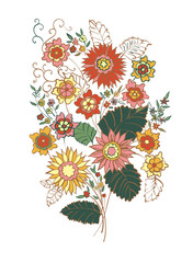 Illustration of floral background hand drawn. Design in oriental style for banner, poster, card, invitation and scrapbook.