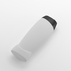 White Plastic Shampoo Bottle With Flip-Top Lid. Mock-Up Template On Isolated White Background, Ready For Your Design, 3D illustration.