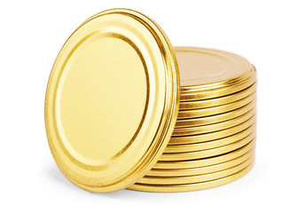 collection of various bottle caps on white background