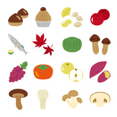 秋の味覚　アイコン素材セット