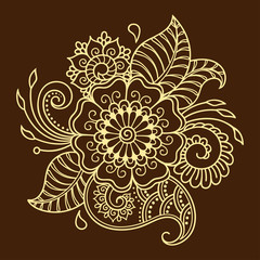 Henna tattoo flower template. Mehndi style. Set of ornamental patterns in the oriental style.