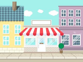 Shop Geschäft Haus Stadt Flat Design Vektor Grafik Illustration - 165675624