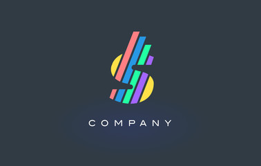 S Letter Logo with Colorful Lines Design Vector. Rainbow Letter Icon Illustration - obrazy, fototapety, plakaty