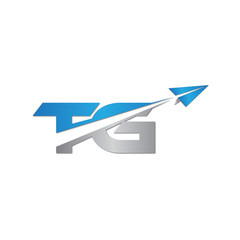 TG initial letter logo origami paper plane