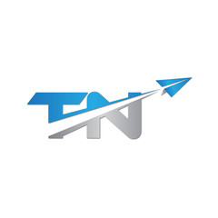 TN initial letter logo origami paper plane