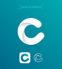 Abstract origami letter C logo. Material design style