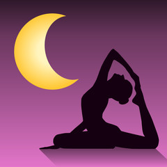 Yoga pigeon pose and moon vector icon illustration
