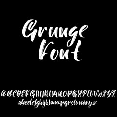Hand drawn dry brush font. Modern brush lettering. Grunge style alphabet. Vector illustration.