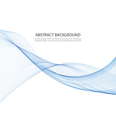 Abstract smooth color wave vector. Curve flow blue motion illustration. Smoke blue wave design.
