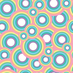 Pastel rainbow circle vector seamless pattern