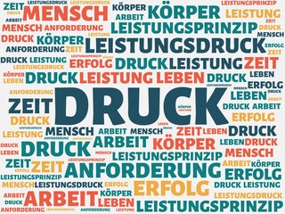 Fototapeta premium DRUCK - Bilder mit Wörtern aus dem Bereich Leistungsgesellschaft, Wort, Bild, Illustration