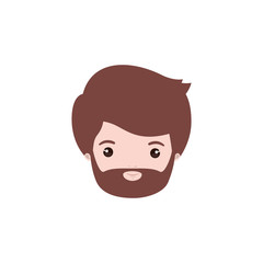 colorful caricature closeup front view face bearded man with hairstyle and moustache