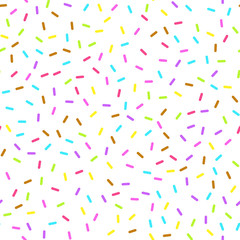 Line colorful seamless pattern with different size and color on white background.