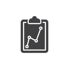 Clipboard statistics icon vector, filled flat sign, solid pictogram isolated on white. Symbol, logo illustration. Pixel perfect vector graphics