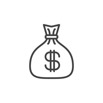Money bag line icon, outline vector sign, linear style pictogram isolated on white. Symbol, logo illustration. Editable stroke. Pixel perfect vector graphics