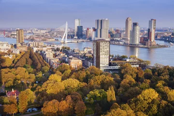 Fotobehang Luchtpanorama van Rotterdam © Henryk Sadura