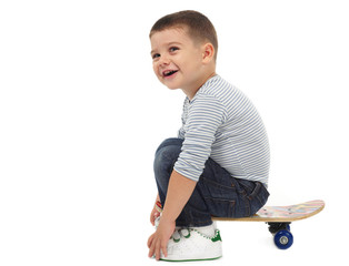 Happy kid with skateboard