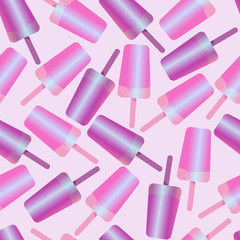 seamless pattern ice cream, ice lolly, pastel colors on white background. Vector