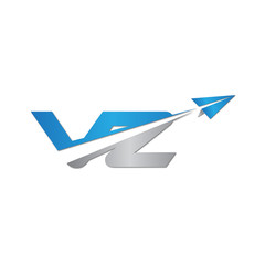 VZ initial letter logo origami paper plane
