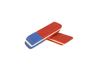 Erasers on a white background