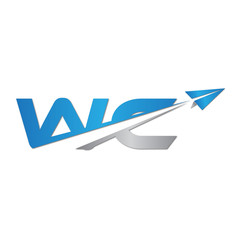 WC initial letter logo origami paper plane