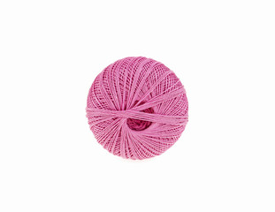 pink skein of thread on a white background