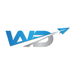 WD initial letter logo origami paper plane