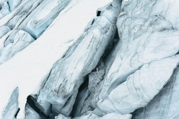 Blue glacier as background. Close up.