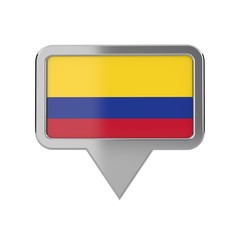 Colombia flag location marker icon. 3D Rendering