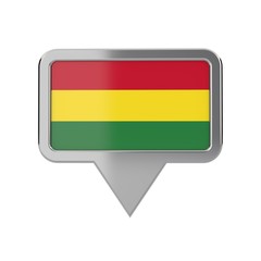 Bolivia flag location marker icon. 3D Rendering