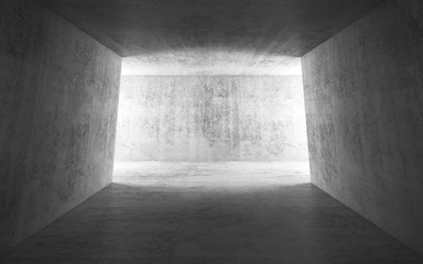 Empty corridor with glowing hall, 3d illustration