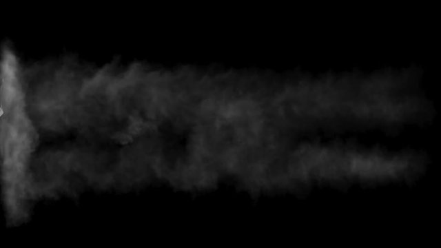 A few pieces of concrete fly leaving trail of dust, with alpha mask