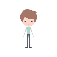 colorful caricature thin man in clothes with hairstyle