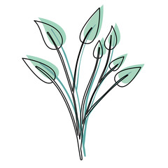 watercolor silhouette of branches with leaves plant