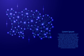 Jersey map of polygonal mosaic lines network, rays and space stars of vector illustration.