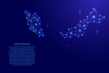 Malaysia map of polygonal mosaic lines network, rays and space stars of vector illustration.