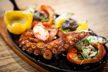 Boiled octopus with vegetables