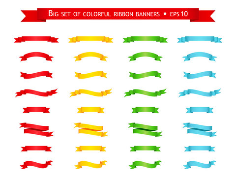 Vector set of colorful ribbon banners