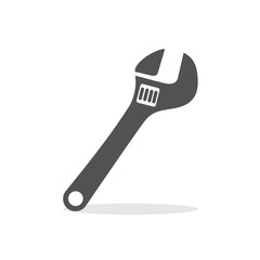 Wrench icon with shade on white background