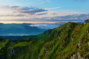 Fototapeta na wymiar Carpathian Mountains in the morning.