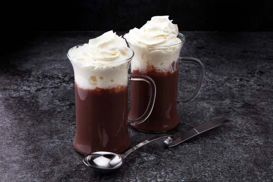 coffee chocolate smoothie with coconut whipped cream. toning, iced coffee