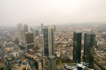 Fototapeta na wymiar Frankfurt, Germany financial district aerial view.- April 2016