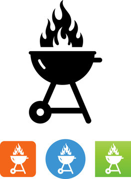 Flaming Grill Icon - Illustration